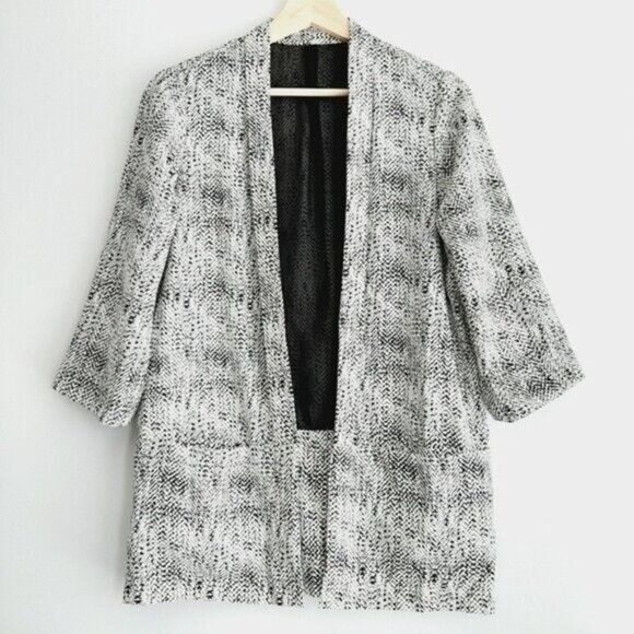 VERO MODA Coco Light Cardigan Kimono Open Front B&W Sz M - Picture 2 of 11